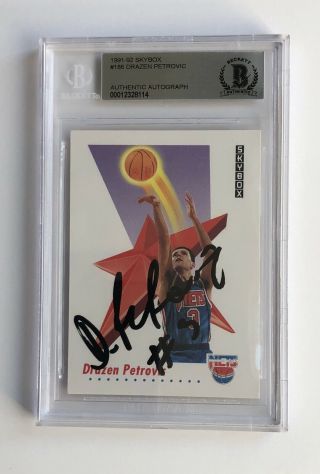 Drazen Petrovic 1991 - 1992 Skybox Card Signed Autographed Beckett Authentication