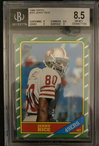 1986 Topps Jerry Rice Rc Rookie Bgs 8.  5 High Subs (9,  9,  8,  8.  5).  Psa 9? Invest