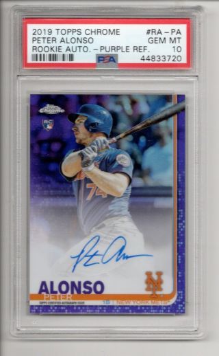 Peter Pete Alonso Auto Rc 2019 Topps Chrome Purple Refractor /250 Rookie Psa 10