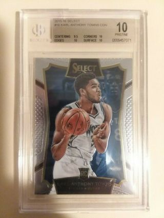 2015 - 16 Panini Select Karl Anthony Towns Rookie T - Wolves Bgs Pristine 10 Hot Rc