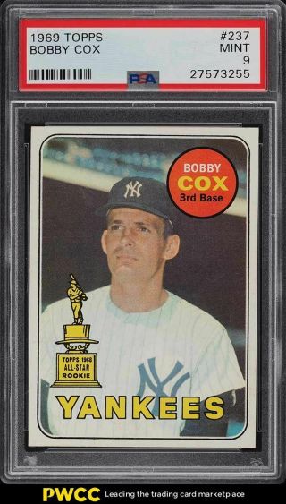 1969 Topps Bobby Cox Rookie Rc 237 Psa 9