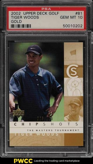 2002 Upper Deck Golf Gold Tiger Woods /100 81 Psa 10 Gem