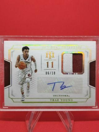 2019 Trae Young National Treasures 2 Color Patch Auto Autograph 6/10 Crazy Card