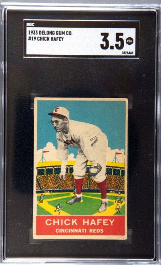 1933 Delong 19 Chick Hafey (hof) Cincinnati Reds - Sgc 3.  5 Vg,  Awesome Card
