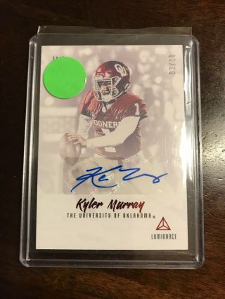 Kyler Murray 2019 Luminance Rc Ink Auto Autograph ’d 3/10 Arizona Cardinals Ssp