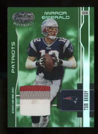 2003 Leaf Certified Mirror Emerald Tom Brady 3/5 Game Patch Jersey