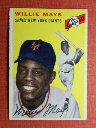 ∎ 1954 Topps Baseball Card Willie Mays 90 Original/authentic Card