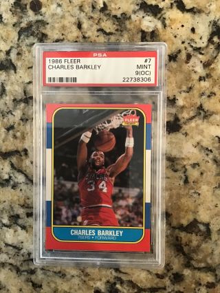 1986 Fleer Basketball Charles Barkley 7 Rookie Rc Psa Graded 9 (oc)