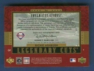 2003 SP Legendary Cuts RA Richie Ashburn Auto Card 2/10 2