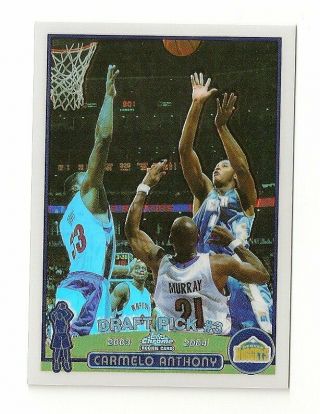 2003 - 04 2004 Topps Chrome Refractor Carmelo Anthony Rookie Rc 113 Blazers