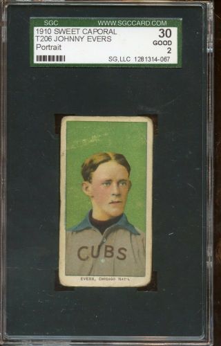 1910 T206 Sweet Caporal Tobacco Baseball Card Johnny Evers Portra Sgc 30 Good 2