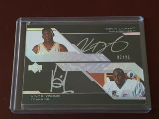 2007 - 08 Kevin Durant Vince Young Ud Black Dual Auto On Card /25