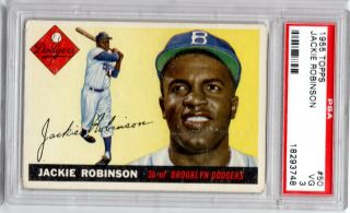1955 Topps 50 Jackie Robinson Brooklyn Dodgers Psa 3 Vg
