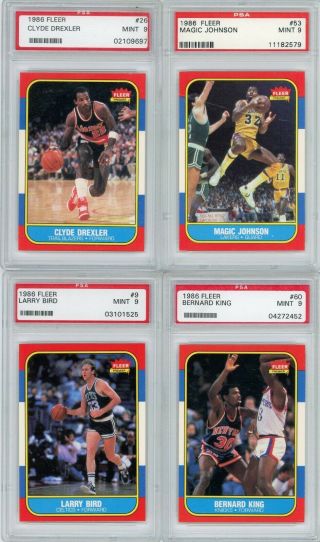 1986 Fleer Basketball Complete PSA 9 Graded Set Spot Break - ALL 132 Cards PSA 9 2
