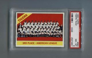 1966 Topps 583 Detroit Tigers Team Card Psa 8