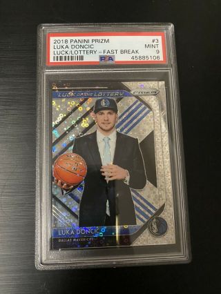 Luka Doncic 2018 - 19 Panini Prizm Fast Break Luck Of The Lottery Disco Psa 9