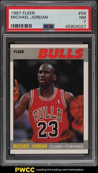 1987 Fleer Basketball Michael Jordan 59 Psa 7 Nrmt