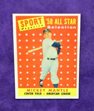 1958 Topps Mickey Mantle All Star Card 487 Pack Fresh Looking Card