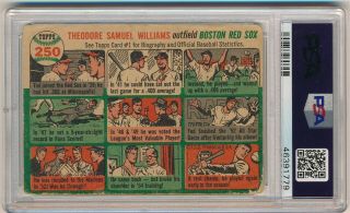 TED WILLIAMS 1954 Topps Baseball 250 Graded PSA 2 GOOD BOSTON RED SOX HOF 2