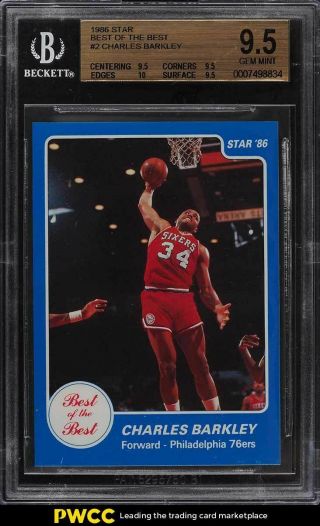 1986 Star Best Of The Best Charles Barkley Rookie Rc 2 Bgs 9.  5 Gem