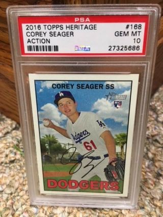 2016 Topps Heritage Action Corey Seager 168 Psa 10