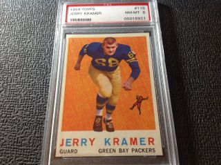 1959 - Topps - Jerry Kramer (rc) (hof) 116 Green Bay Packers Psa - 8