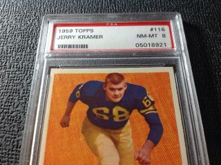 1959 - Topps - Jerry Kramer (RC) (HOF) 116 Green Bay Packers PSA - 8 3