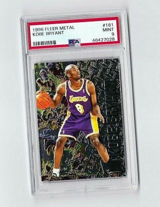 1996 - 97 Fleer Metal Kobe Bryant Rookie Card Rc 181 Psa 9 Lakers