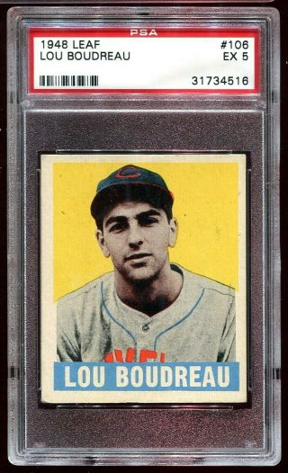 1948 Leaf Lou Boudreau Rc Rookie 106 Psa 5 Well Centered