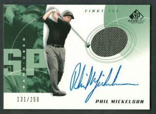 2002 Sp Game Spgu Phil Mickelson First Tee Patch Auto Autographed 131/250