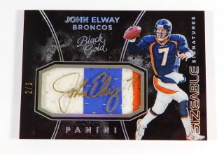 2016 Black Gold John Elway Sizeable Signature 3 Color Patch On Card Auto 2/5