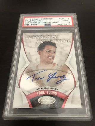 2018 - 19 Trae Young Rookie Rc Auto Psa 9 - Certified Potential Atlanta Hawks