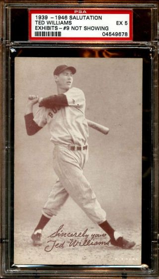1939/1946 Salutation Exhibits Baseball Card Ted Williams 9 Not Showing Psa 5 Ex