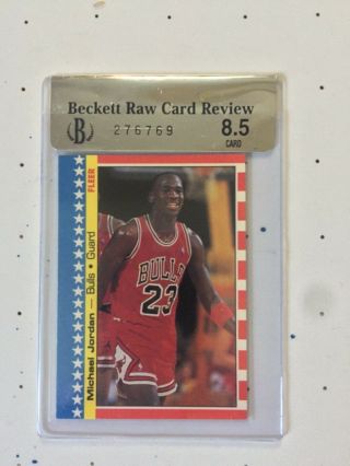 1987 - 88 Fleer Michael Jordan 2 Sticker Bgs 8.  5 Raw Review; Usa.