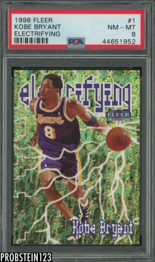 1998 Fleer Electrifying 1 Kobe Bryant Lakers Hof Psa 8 Nm - Mt