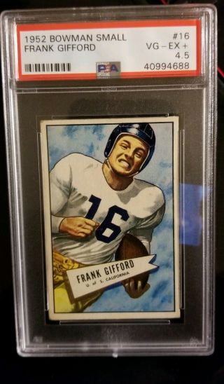 Frank Gifford York Giants/usc 1952 Bowman Small Rookie 16 - Psa 4.  5 Vg - Ex,