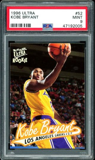 1996 Kobe Bryant Fleer Ultra 52 Rookie Rc Psa 9 Lakers