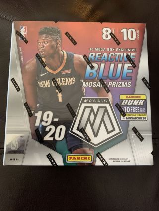2019 - 2020 Panini Mosaic Prizm Mega Box Reactive Blue Nba Basketball Zion