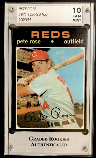 Pete Rose 1971 Topps 100 Graded Gem 10 Rare