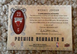 2008 - 09 UD Premier Remnants 3 Michael Jordan Card 74/99 RARE 2