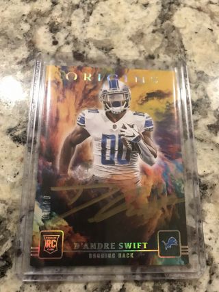 2020 Panini Origins D’andre Swift Lions Rookie Gold Ink Auto 04/10 Rare