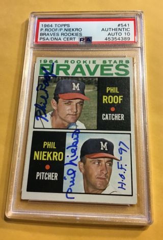 1964 Topps 541 Phil Niekro Phil Roof Signed Rookie Psa/dna Auto 10