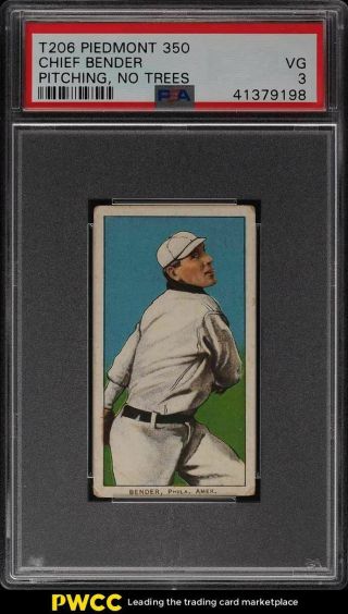 1909 - 11 T206 Chief Bender Pitching No Trees Psa 3 Vg