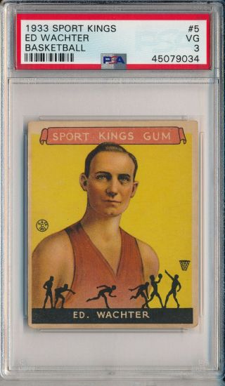 1933 Sport Kings Gum 5 Ed Wachter,  Basketball - Psa 3 Vg (svsc) - Freshly Graded