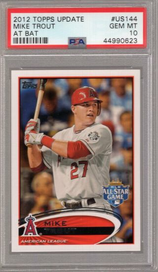 Mike Trout 2012 Topps Update All - Star Game At Bat Us144 Psa 10 Gem Angels