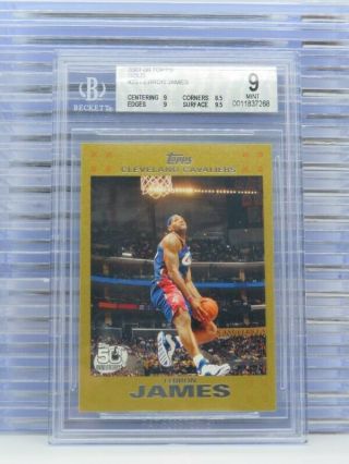 2007 - 08 Topps Lebron James Gold 1348/2007 Bgs 9 Cavaliers M72