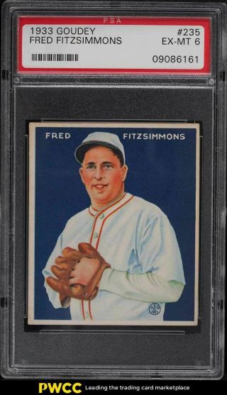 1933 Goudey Fred Fitzsimmons 235 Psa 6 Exmt