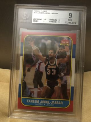 1986 - 87 Fleer Card 1 Kareem Abdul Jabbar Bgs 9