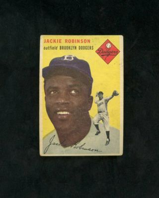 1954 Topps Baseball - 10 Jackie Robinson,  Brooklyn Dodgers Hof,  Vg/ex,  No Creases