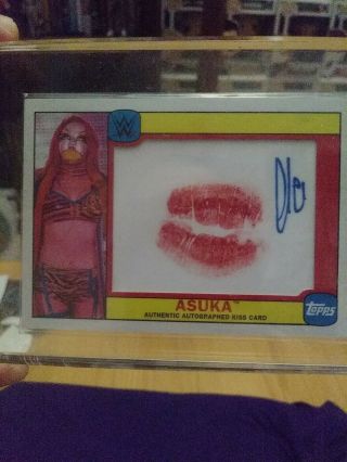 Wwe 2016 Topps Heritage Signed/auto Asuka Kiss Card Very Rare And Limited 25/25